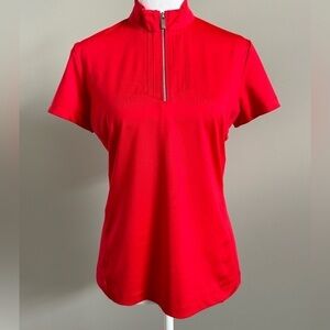 Tail Bright Cherry Red Women’s Short Sleeve Collarless Golf Polo